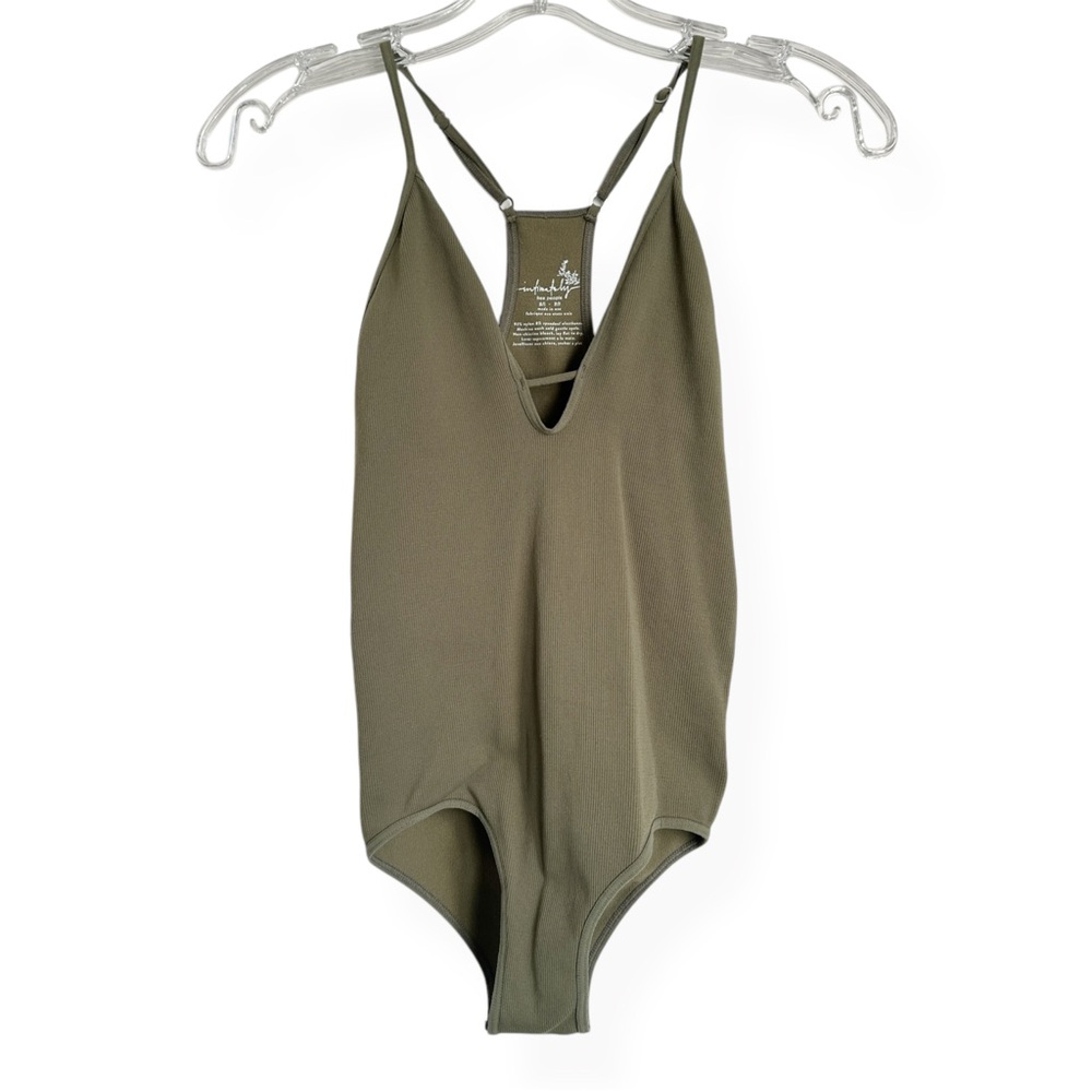 NWOT Free People Intimately Move Along Strappy Sleeveless Bodysuit Army Green XS - Picture 8 of 8